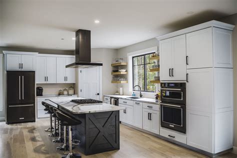 kitchen cabinets with black stainless steel appliances and light floors|white kitchen black stainless appliances.